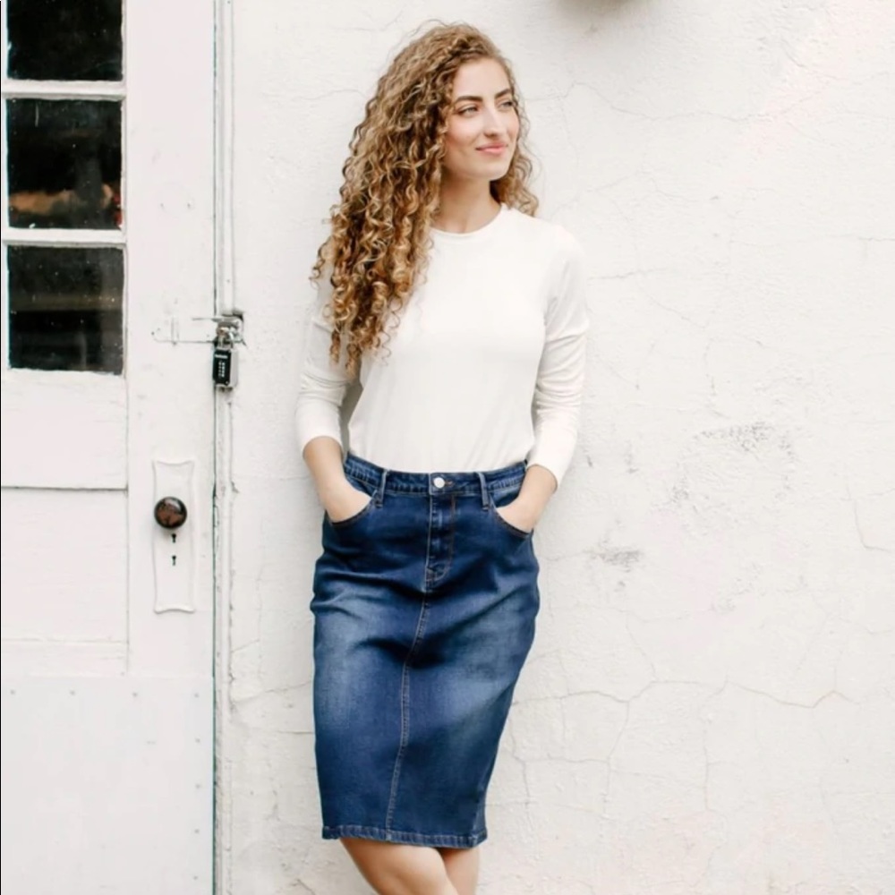 ‘Wren’ Classic Denim Skirt from Main Street Exchange
